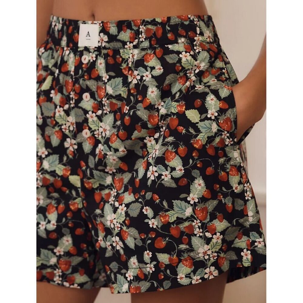 Anthropologie The Wren Boxer Shorts Strawberry Print S